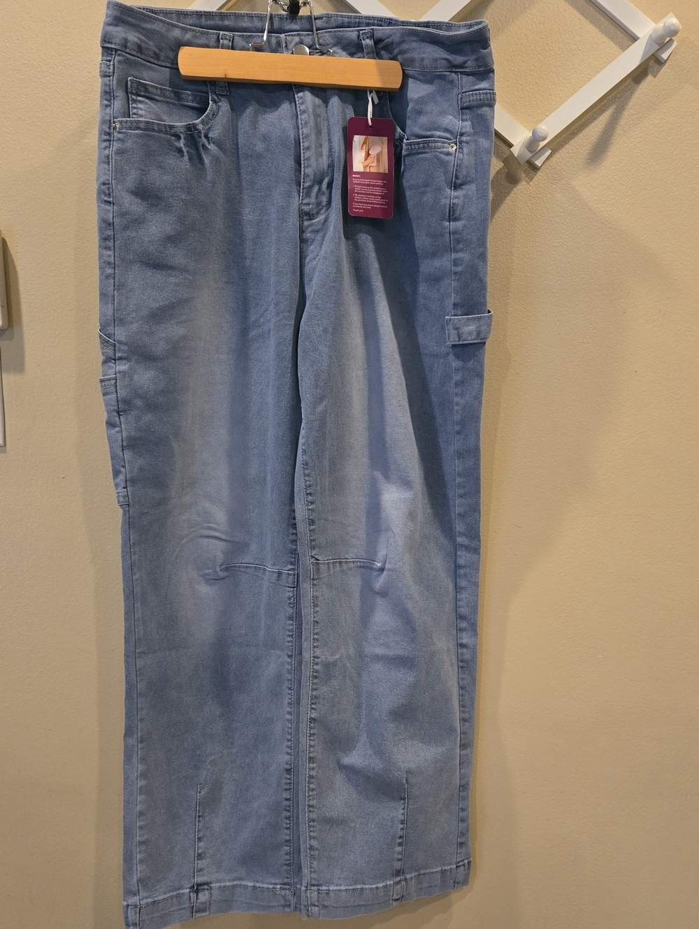 Light Blue Barrel Cargo Jeans - Picture 4 of 10